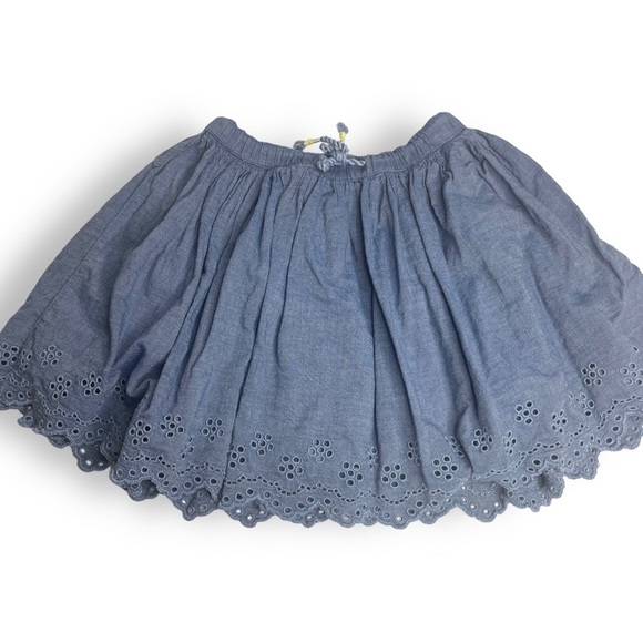 CAT & JACK Size L 10/12 Chambray Eyelet Full Pullon Cotton Skirt - Picture 1 of 10